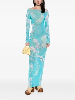 PUCCI Ruffled printed tulle maxi dress